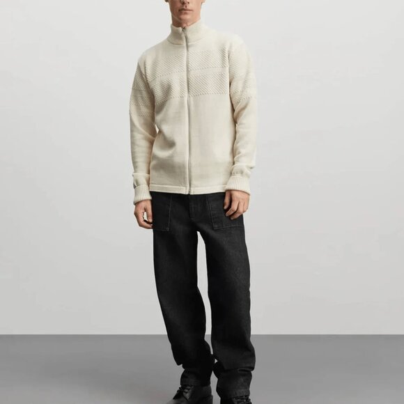 Mads Norgaard Wool Klemens Zip Knit (Vanilla Ice) - Picture 2 of 10